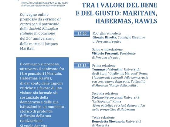 locandina convegno del 15 dicembre il significato attuale della democrazia maritain habermas rawls